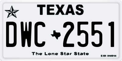 TX license plate DWC2551