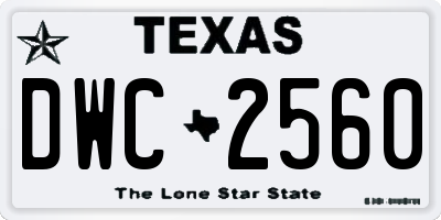 TX license plate DWC2560