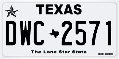 TX license plate DWC2571