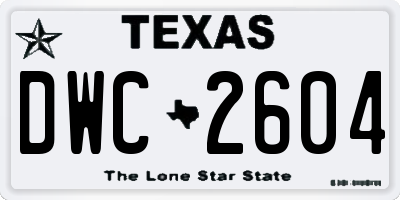 TX license plate DWC2604