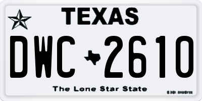 TX license plate DWC2610