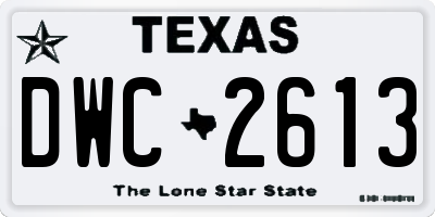 TX license plate DWC2613