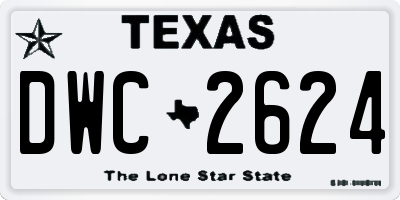 TX license plate DWC2624