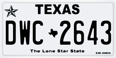 TX license plate DWC2643