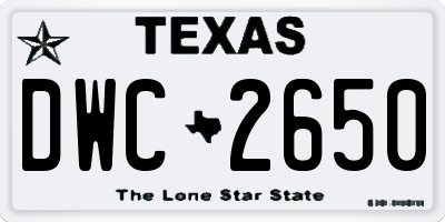 TX license plate DWC2650