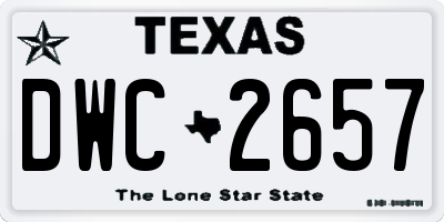 TX license plate DWC2657
