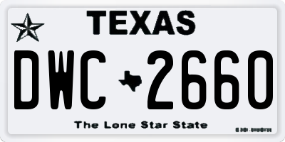TX license plate DWC2660