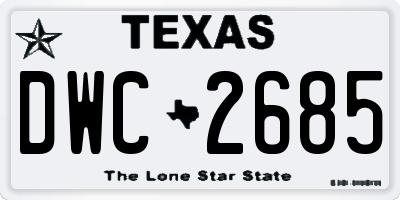 TX license plate DWC2685