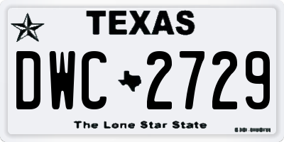 TX license plate DWC2729