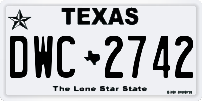 TX license plate DWC2742