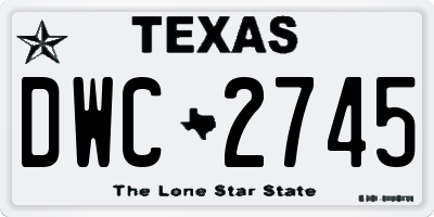 TX license plate DWC2745