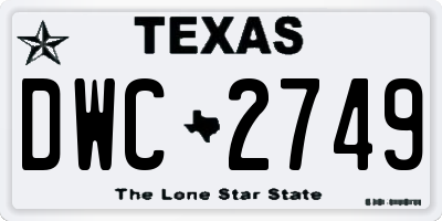 TX license plate DWC2749