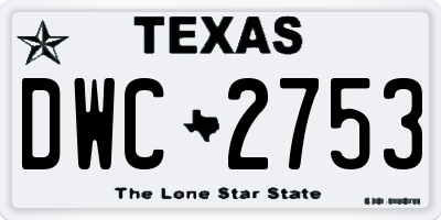 TX license plate DWC2753