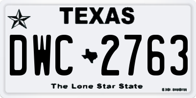 TX license plate DWC2763
