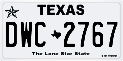 TX license plate DWC2767
