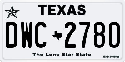 TX license plate DWC2780