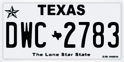 TX license plate DWC2783