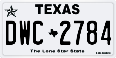 TX license plate DWC2784