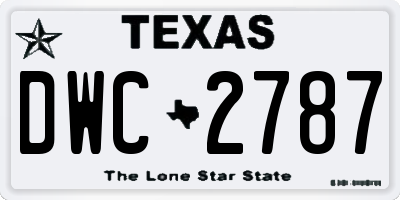 TX license plate DWC2787