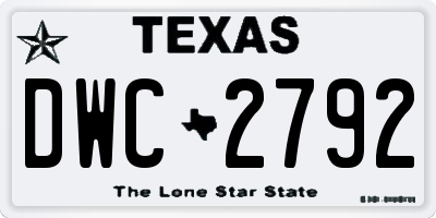TX license plate DWC2792