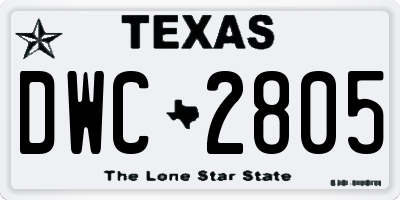 TX license plate DWC2805