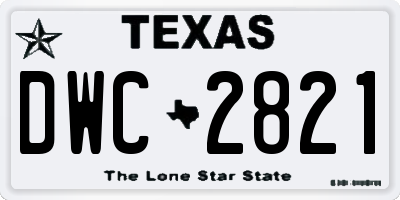 TX license plate DWC2821