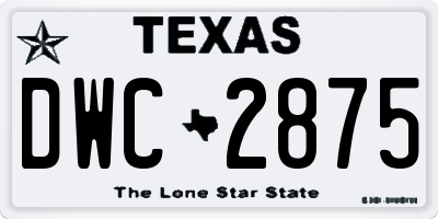 TX license plate DWC2875