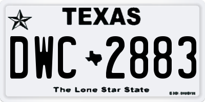 TX license plate DWC2883