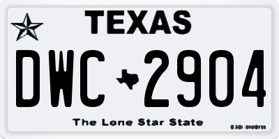 TX license plate DWC2904