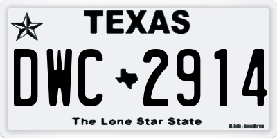 TX license plate DWC2914