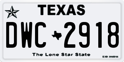 TX license plate DWC2918