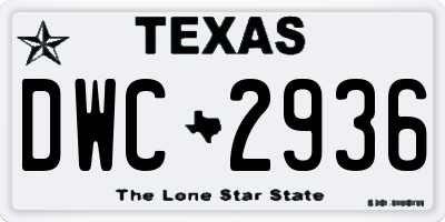 TX license plate DWC2936