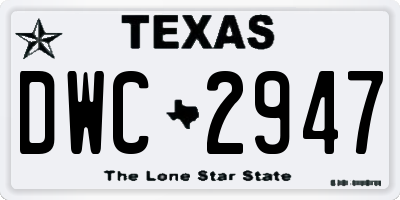 TX license plate DWC2947
