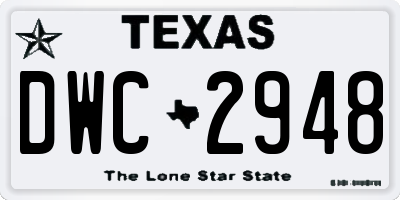 TX license plate DWC2948