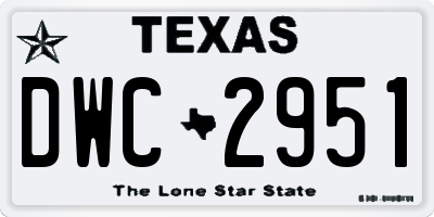 TX license plate DWC2951