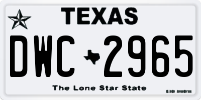 TX license plate DWC2965