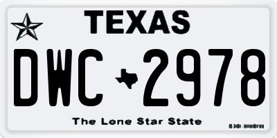 TX license plate DWC2978