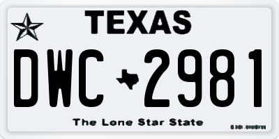TX license plate DWC2981