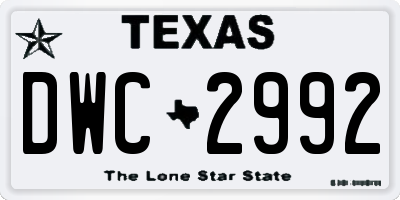 TX license plate DWC2992