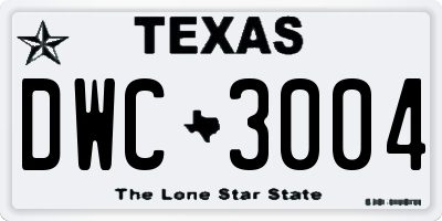 TX license plate DWC3004