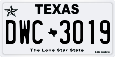 TX license plate DWC3019
