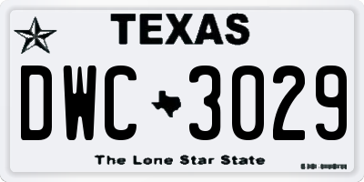TX license plate DWC3029