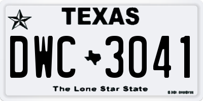 TX license plate DWC3041