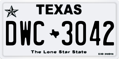 TX license plate DWC3042