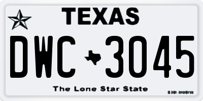 TX license plate DWC3045