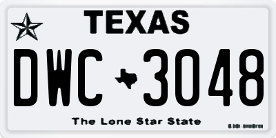 TX license plate DWC3048