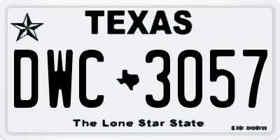 TX license plate DWC3057