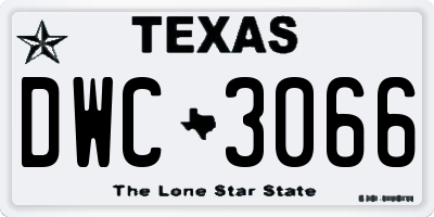 TX license plate DWC3066