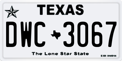 TX license plate DWC3067