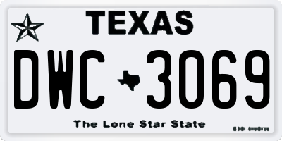 TX license plate DWC3069